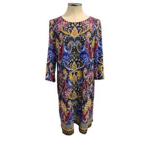 Size 0X Talbots Woman Multicolor Print Pullover Stretch Dress